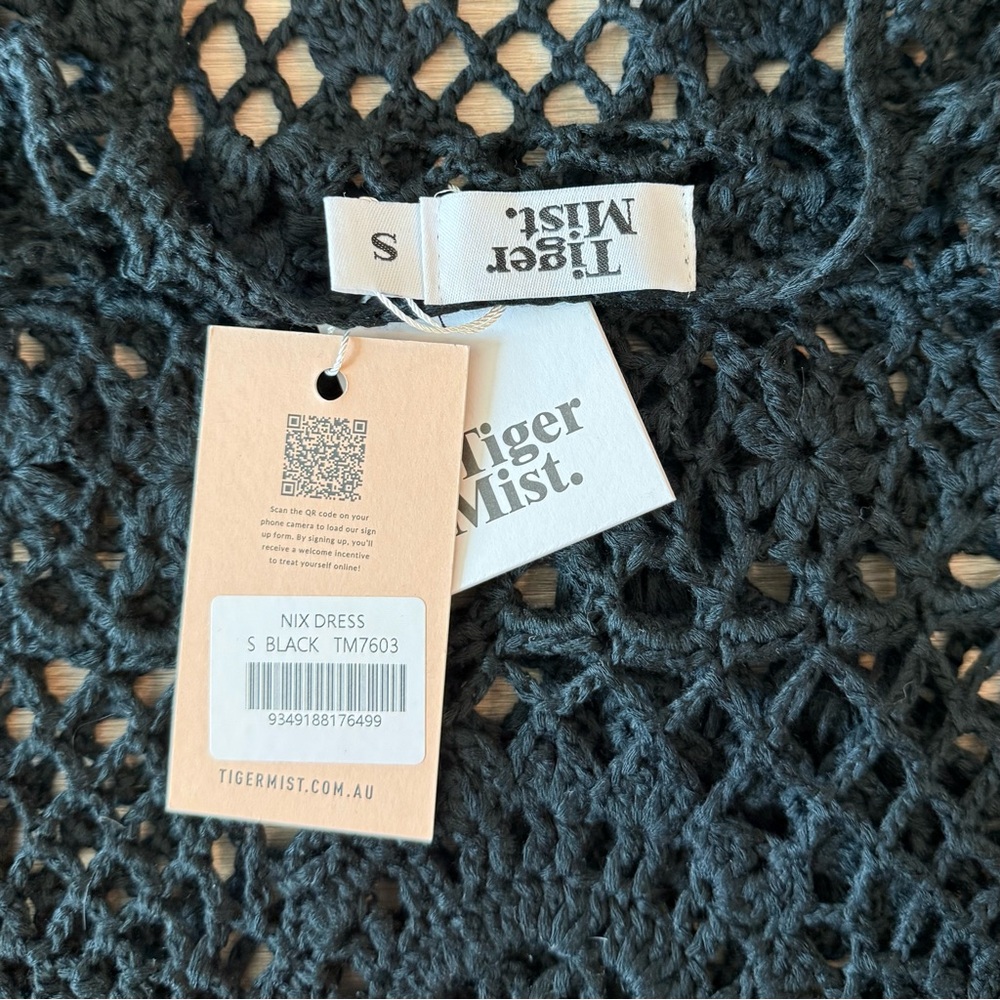 NWT Tiger Mist Nix Black Crochet Mini Dress, Size Small - Picture 3 of 6